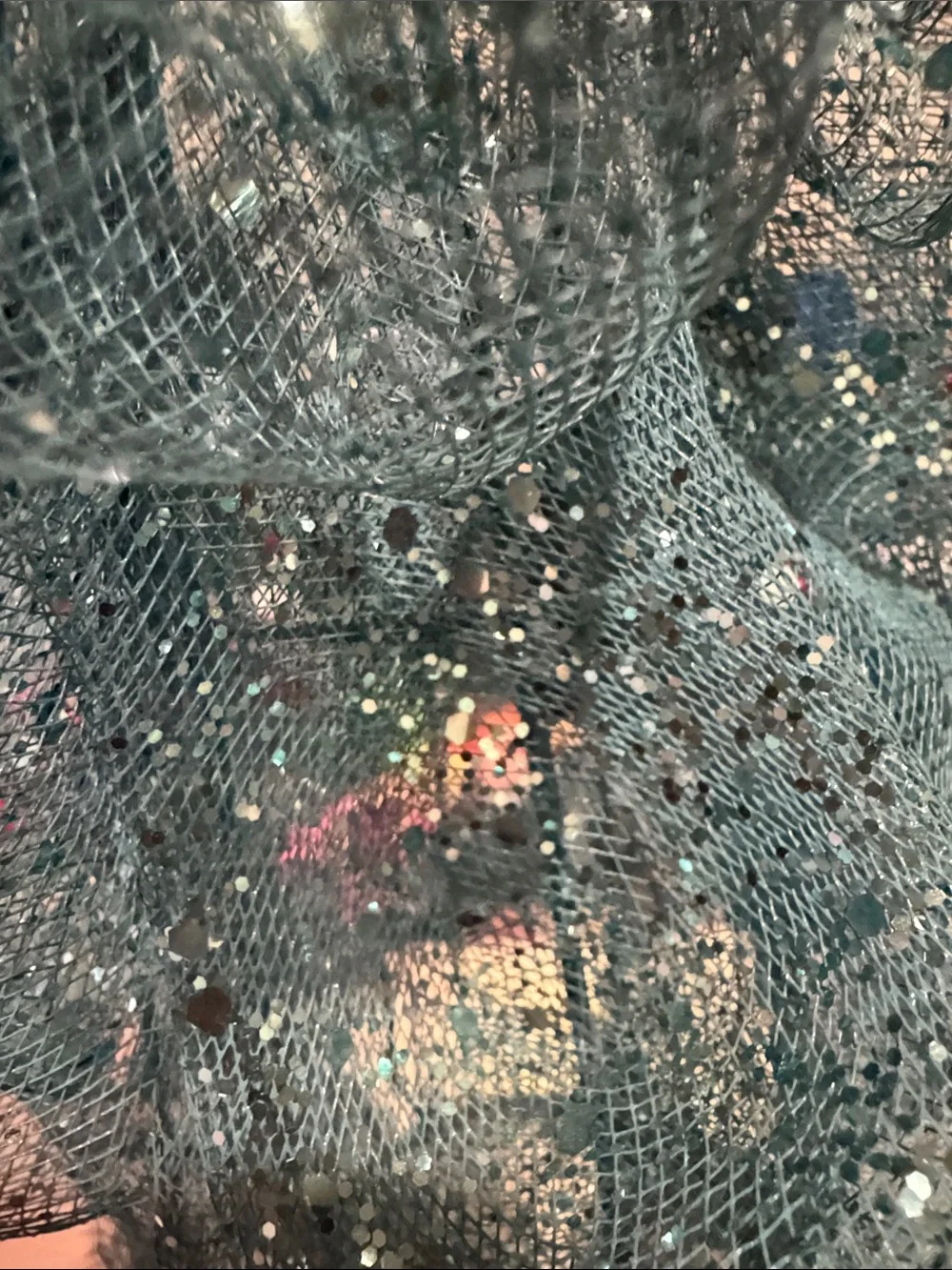 Decorative Teal Glitter Mesh Holiday tree Home Holiday